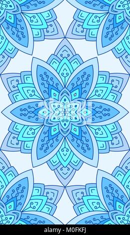 Nahtlose abstrakte Tribal Muster. Hand gezeichnet ethnischen Textur, Vector Illustration in blauen Farbtönen. Stock Vektor