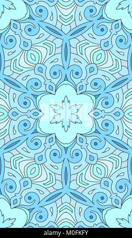 Nahtlose abstrakte Tribal Muster. Hand gezeichnet ethnischen Textur, Vector Illustration in blauen Farbtönen. Stock Vektor