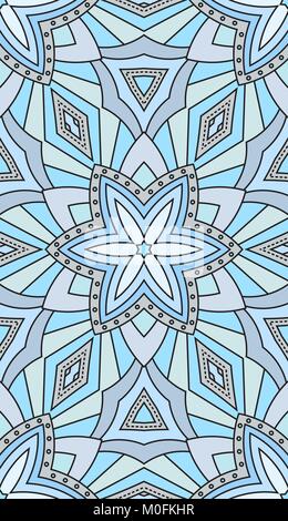 Nahtlose abstrakte Tribal Muster. Hand gezeichnet ethnischen Textur, Vector Illustration in der kalten, blauen Farbtönen. Stock Vektor