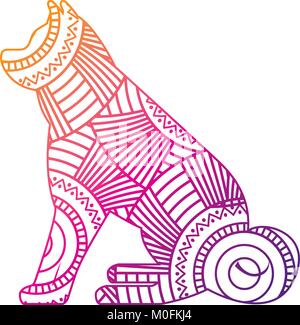 Hand gezeichnet für Erwachsene Malvorlagen mit Hund sitzen zentangle Stock Vektor