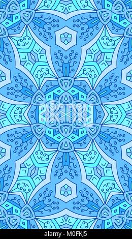 Nahtlose abstrakte Tribal Muster. Hand gezeichnet ethnischen Textur, Vector Illustration in hellen, blauen Farbtönen. Stock Vektor