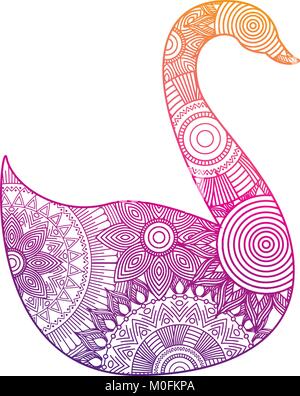 Hand gezeichnet für Erwachsene Malvorlagen mit Swan zentangle Stock Vektor