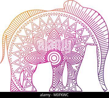Hand gezeichnet für Erwachsene Malvorlagen mit Elefant zentangle Stock Vektor