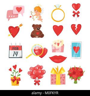 Valentinstag romantische Symbole Stock Vektor