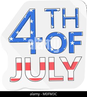 Am 4. Juli Tag Beschriftung Aufkleber Vector Illustration Stock Vektor