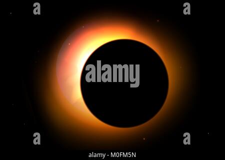 Sonnenfinsternis mit Sternen auf Hintergrund. Vektor Sonne Illustration für Design Stock Vektor