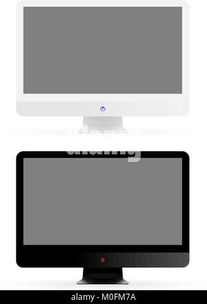 Vektor moderne überwachen. Einstellen der schwarzen und weißen Computer Monitore Stock Vektor