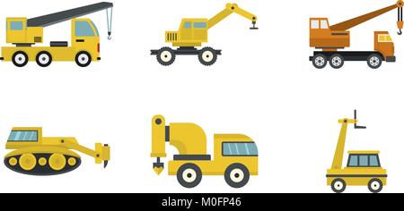 Bau Icon Set, flacher Stil Stock Vektor