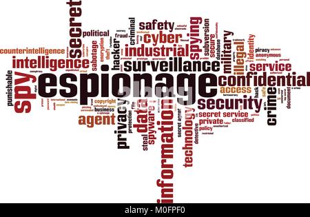 Spionage Wort cloud Konzept. Vector Illustration Stock Vektor