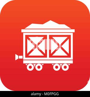 Warenkorb auf Rädern mit Gold Symbol digital Rot Stock Vektor