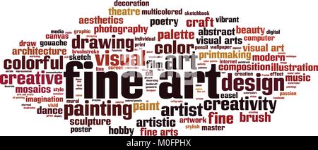 Fine Art word cloud Konzept. Vector Illustration Stock Vektor