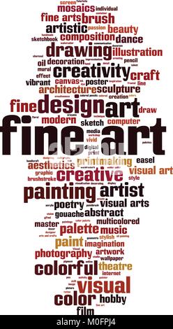 Fine Art word cloud Konzept. Vector Illustration Stock Vektor