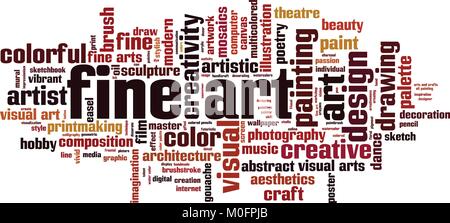 Fine Art word cloud Konzept. Vector Illustration Stock Vektor