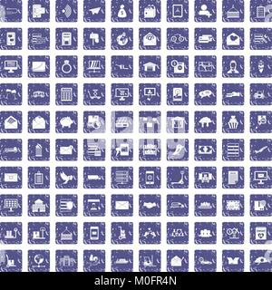 100 Post Icons Set grunge Sapphire Stock Vektor