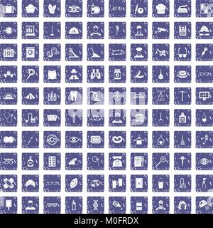 100 Beruf Icons Set grunge Sapphire Stock Vektor