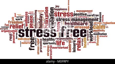 Stress freies Wort cloud Konzept. Vector Illustration Stock Vektor