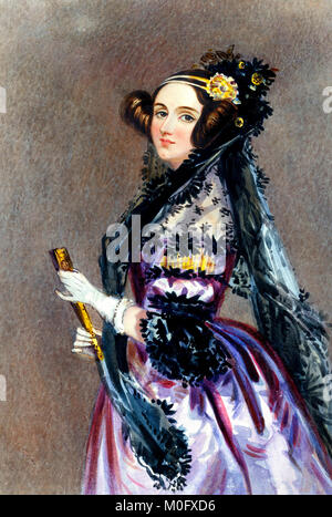Aquarell Portrait von Ada King, Gräfin von Lovelace (Ada Lovelace) - Alfred Edward Chalon 1840 Stockfoto