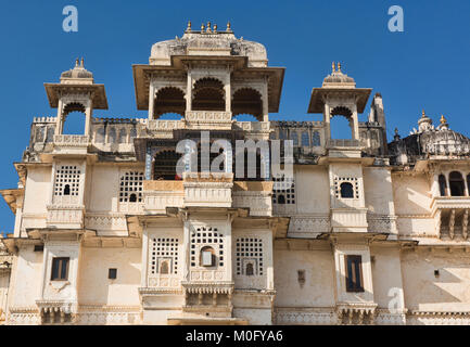 Die erstaunliche Stadt Palast, Udaipur, Rajasthan, Indien Stockfoto