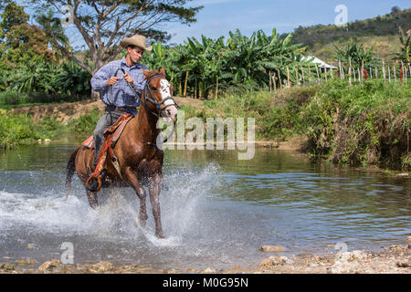 Cowboy zu Pferd in Trinidad, Kuba Stockfoto