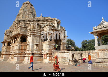 CHITTORGARH, Rajasthan, Indien - Dezember 12, 2017: Kumbha Shyam Hindu Tempel innerhalb des Forts befindet (Garh) von Chittorgarh Stockfoto