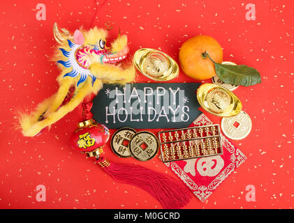 Happy Holiday zum chinesischen Neujahrsfest ornament Hintergrund Stockfoto