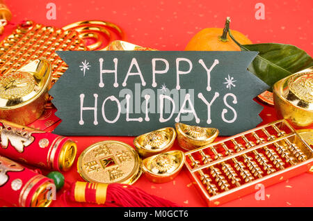 Happy Holiday zum chinesischen Neujahrsfest ornament Hintergrund Stockfoto