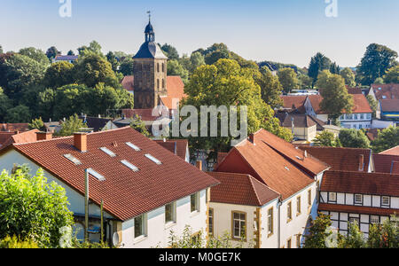 Blick auf die historische Altstadt von Tecklenburg, Deutschland Stockfoto