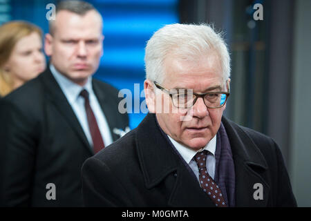 Brüssel, Bxl, Belgien. 22 Jan, 2018. Polnische Außenminister Jacek Czaputowicz kommt für FAC die Außenminister der EU-Rat im Europäischen Rat in Brüssel, Belgien am 22.01.2018 von Wiktor Dabkowski Credit: Wiktor Dabkowski/ZUMA Draht/Alamy leben Nachrichten Stockfoto