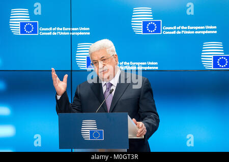 Brüssel, Bxl, Belgien. 22 Jan, 2018. Der palästinensische Präsident Mahmud Abbas vor der Tagung des Europäischen Rates in Brüssel, Belgien am 22.01.2018 von Wiktor Dabkowski Credit: Wiktor Dabkowski/ZUMA Draht/Alamy leben Nachrichten Stockfoto