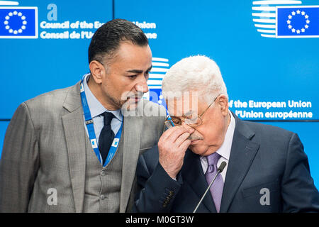 Brüssel, Bxl, Belgien. 22 Jan, 2018. Der palästinensische Präsident Mahmud Abbas vor der Tagung des Europäischen Rates in Brüssel, Belgien am 22.01.2018 von Wiktor Dabkowski Credit: Wiktor Dabkowski/ZUMA Draht/Alamy leben Nachrichten Stockfoto