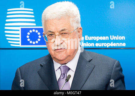 Brüssel, Bxl, Belgien. 22 Jan, 2018. Der palästinensische Präsident Mahmud Abbas vor der Tagung des Europäischen Rates in Brüssel, Belgien am 22.01.2018 von Wiktor Dabkowski Credit: Wiktor Dabkowski/ZUMA Draht/Alamy leben Nachrichten Stockfoto