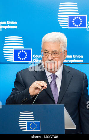 Brüssel, Bxl, Belgien. 22 Jan, 2018. Der palästinensische Präsident Mahmud Abbas vor der Tagung des Europäischen Rates in Brüssel, Belgien am 22.01.2018 von Wiktor Dabkowski Credit: Wiktor Dabkowski/ZUMA Draht/Alamy leben Nachrichten Stockfoto