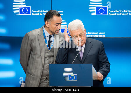 Brüssel, Bxl, Belgien. 22 Jan, 2018. Der palästinensische Präsident Mahmud Abbas vor der Tagung des Europäischen Rates in Brüssel, Belgien am 22.01.2018 von Wiktor Dabkowski Credit: Wiktor Dabkowski/ZUMA Draht/Alamy leben Nachrichten Stockfoto