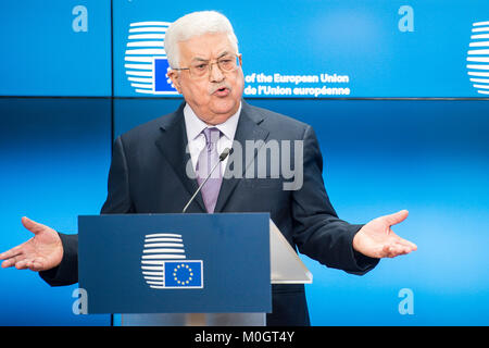 Brüssel, Bxl, Belgien. 22 Jan, 2018. Der palästinensische Präsident Mahmud Abbas vor der Tagung des Europäischen Rates in Brüssel, Belgien am 22.01.2018 von Wiktor Dabkowski Credit: Wiktor Dabkowski/ZUMA Draht/Alamy leben Nachrichten Stockfoto