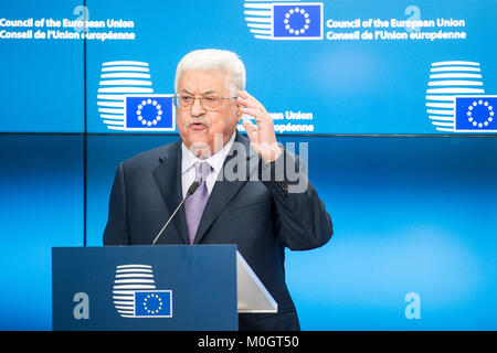 Brüssel, Bxl, Belgien. 22 Jan, 2018. Der palästinensische Präsident Mahmud Abbas vor der Tagung des Europäischen Rates in Brüssel, Belgien am 22.01.2018 von Wiktor Dabkowski Credit: Wiktor Dabkowski/ZUMA Draht/Alamy leben Nachrichten Stockfoto