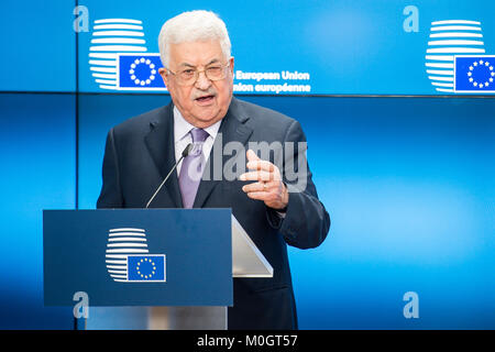 Brüssel, Bxl, Belgien. 22 Jan, 2018. Der palästinensische Präsident Mahmud Abbas vor der Tagung des Europäischen Rates in Brüssel, Belgien am 22.01.2018 von Wiktor Dabkowski Credit: Wiktor Dabkowski/ZUMA Draht/Alamy leben Nachrichten Stockfoto