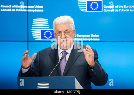 Brüssel, Bxl, Belgien. 22 Jan, 2018. Der palästinensische Präsident Mahmud Abbas vor der Tagung des Europäischen Rates in Brüssel, Belgien am 22.01.2018 von Wiktor Dabkowski Credit: Wiktor Dabkowski/ZUMA Draht/Alamy leben Nachrichten Stockfoto