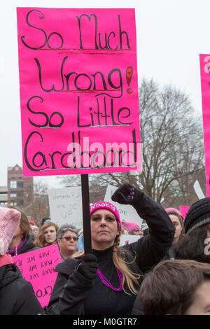 Lansing, Michigan, USA - 21. Januar 2018 - Auf den ersten Jahrestag des März der Frauen in Washington, die die Amtseinführung von Präsident Donald Trump protestierten, Frauen marschierten in anderen Städten Ermutigung von Frauen, sich für Alternativen in den Zwischenwahlen 2018 zu stimmen. Über 5.000 sammelte, an der Michigan State Capitol. Quelle: Jim West/Alamy leben Nachrichten Stockfoto