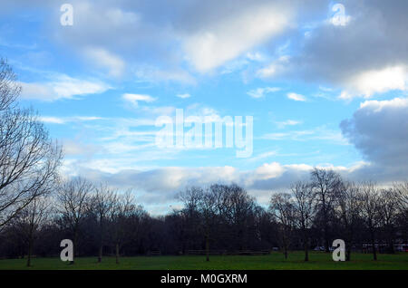 London, Großbritannien. 22 Jan, 2018. Am späten Nachmittag Januar Sonnenschein auf Tooting Gemeinsame als Kältewelle beendet. Credit: JOHNNY ARMSTEAD/Alamy leben Nachrichten Stockfoto