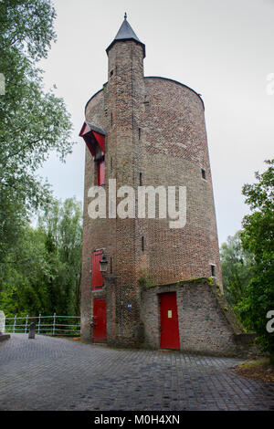 Der Pulverturm an Minnewasserpark, Brügge Beigium Stockfoto