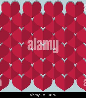 Zweifarbige Herzen zum Valentinstag auf einem blauen Hintergrund Stock Vektor