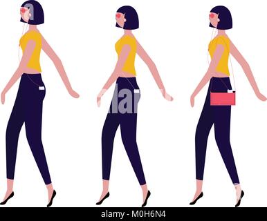 Meine Damen zu Fuß flach Stock Vektor