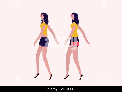 Meine Damen zu Fuß flach Stock Vektor