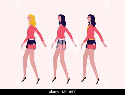 Meine Damen zu Fuß flach Stock Vektor