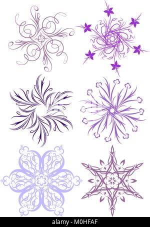 Sammlung von floralen Schneeflocken. Viele ähnliche Bilder in meiner Galerie. Stock Vektor