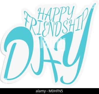 Glückliche Freundschaft tag Vector Illustration von Aufklebern mit Türkis congratulatory Inschrift Stock Vektor