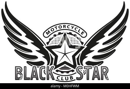 Black Star Motorcycle Club Design für Emblem oder Logo Stock Vektor