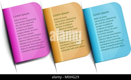 Satz von drei Aufklebern, Etiketten oder Tags. Vorlage für Infografiken. Vector Illustration. Stock Vektor