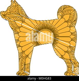 Hand gezeichnet für Erwachsene Malvorlagen mit Hund zentangle Stock Vektor