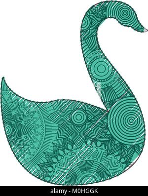 Hand gezeichnet für Erwachsene Malvorlagen mit Swan zentangle Stock Vektor